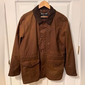 Filson Mile Marker Cover Cloth Waxed Jacket, Dark Earth Brown, Medium